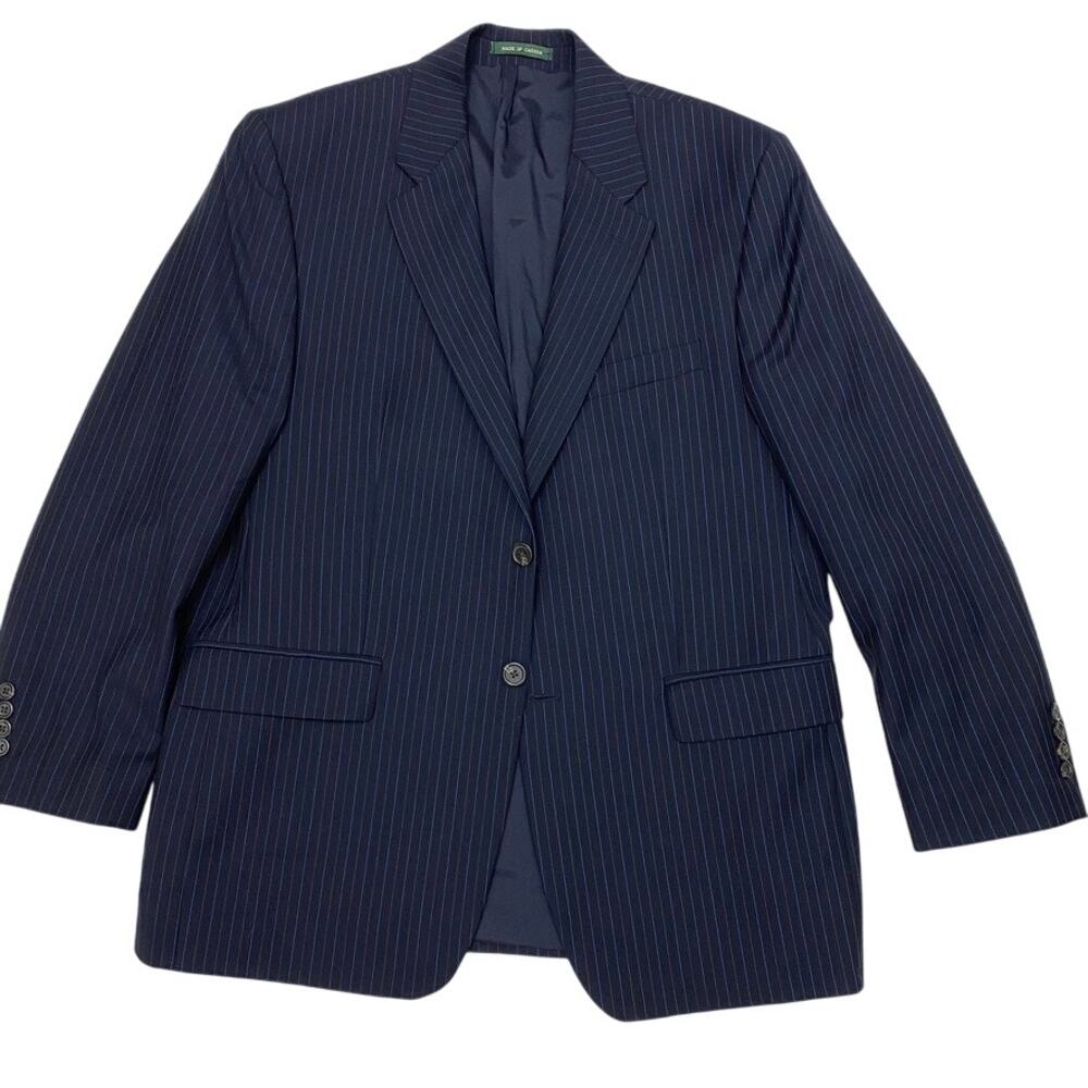 Lauren Ralph Lauren Mens 42R Dark Blue Pinstripe Blazer Sport Coat Two Button